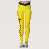 Auffallender Gelb- und Schwarzer Individuelle Name Leggings (Vorderseite)
