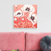 Auffallender Kontrast: Weiße Pflaumen auf Rot Leinwanddruck (Insitu (Wohnzimmer))