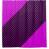 Auffallender schwarz-rosa Duschvorhang mit Herz (Vorderseite)