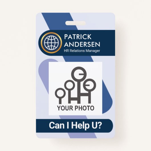 Auffallendes Blue Stripes Foto-Abzeichen Ausweis (Vorderseite)