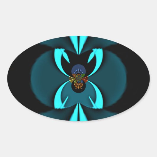 Auffallendes Design für Cyan und Black Vector Ovaler Aufkleber (Vorderseite)