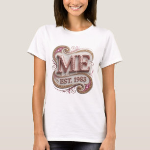 Auffallendes Gold ME EST 1983 3D-Textart T-Shirt