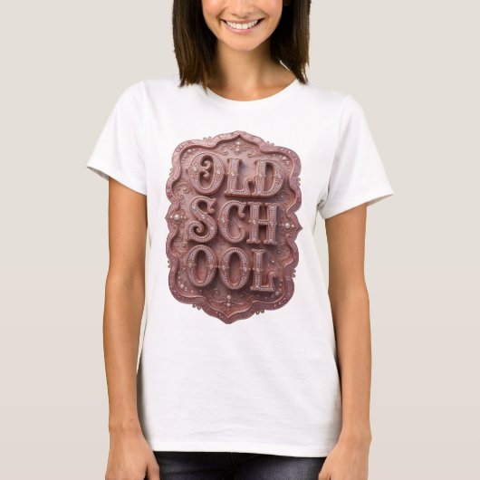 Auffallendes Gold OLD SCHOOL Statement Design T-Shirt (Vorderseite)