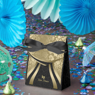 Auffallendes Gold-Schwarz-Damaskus-Dynamische Lini Geschenkschachtel