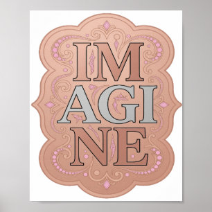 Auffallendes graues IMAGINE-Kunstmotiv Poster