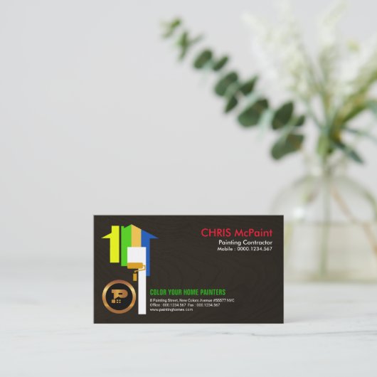 Auffallendes mehrfarbiges Zuhause-hölzerner Visitenkarte (Stehend Vorderseite)