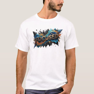 Auffallendes Orange FOCUSED Druck T-Shirt