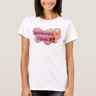 Auffallendes Rosa BRUNCH-ZEIT 3D-Textkunst T-Shirt