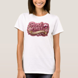 Auffallendes Rosa ROS FIRST Slogan T-Shirt