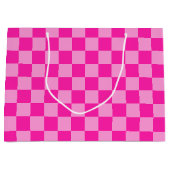 Auffallendes rosa Schachbrettmuster Große Geschenktüte (Vorderseite)