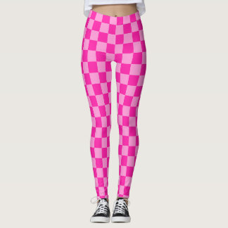 Auffallendes rosa Schachbrettmuster Leggings