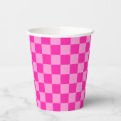 Auffallendes rosa Schachbrettmuster Pappbecher (Links)