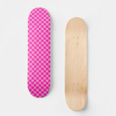 Auffallendes rosa Schachbrettmuster Skateboard (Vorderseite)