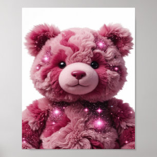 Auffallendes Rosa SPACE BEAR 3D-Textkunst Poster