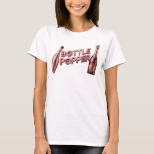 Auffallendes rotes BOTTLE POPPER Zitat-Shirt T-Shirt