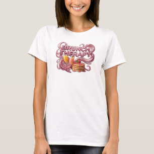 Auffallendes rotes BRUNCH THERAPY Zitat-Shirt T-Shirt