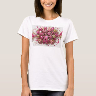 Auffallendes rotes HAPPY BIRTHDAY 4TH Grafik-T-Shi T-Shirt