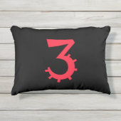 Auffallendes Schwarz-Rot-Design "3" Kissen Für Draußen (Vorderseite)