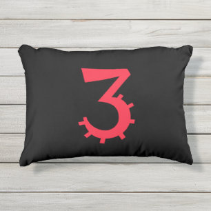 Auffallendes Schwarz-Rot-Design "3" Kissen Für Draußen
