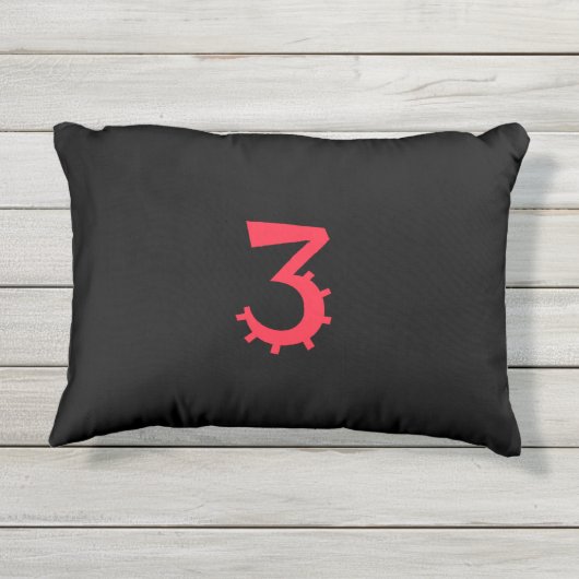Auffallendes Schwarz-Rot-Design "3" Kissen Für Draußen (Rückseite)