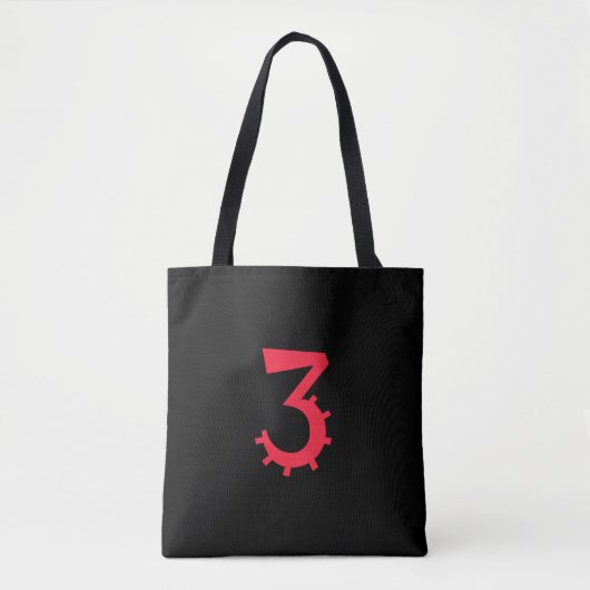 Auffallendes Schwarz-Rot-Design "3" Tasche (Vorderseite)