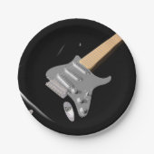 Auffallendes schwarzes elektrisches Gitarrenmusiki Pappteller (Vorderseite)