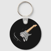 Auffallendes schwarzes elektrisches Gitarrenmusiki Schlüsselanhänger (Vorderseite)