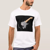 Auffallendes schwarzes elektrisches Gitarrenmusiki T-Shirt (Vorderseite)
