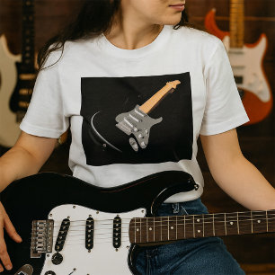 Auffallendes schwarzes elektrisches Gitarrenmusiki T-Shirt