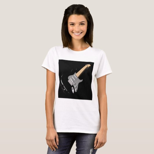 Auffallendes schwarzes elektrisches Gitarrenmusiki T-Shirt (Vorne ganz)