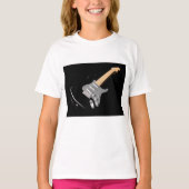 Auffallendes schwarzes elektrisches Gitarrenmusiki T-Shirt (Vorderseite)