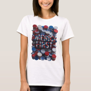 Auffallendes Silber AMERICA FIRST Zitat-Design T-Shirt