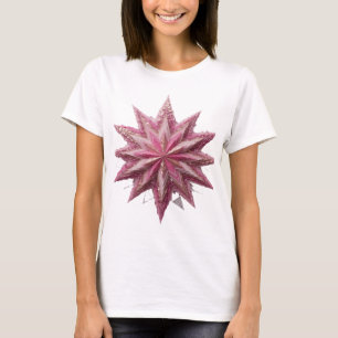 auffallendes Silber PINK STAR Textdesign T-Shirt