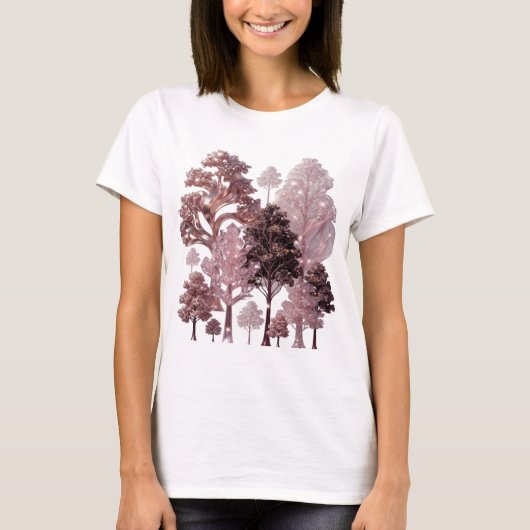 Auffallendes Silber PINK TREE FOREST T-Shirt (Vorderseite)