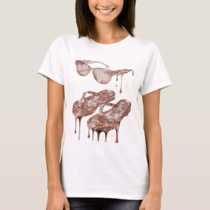 Auffallendes Silber ROSE GOLD GLAMOUR Textdesign T-Shirt