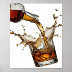 Auffallendes Silber WHISKY SPLASH 3D-Text-Kunstwer Poster