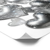 Auffallendes silbernes HEARTS OF GLASS Textdesign Poster (Ecke)