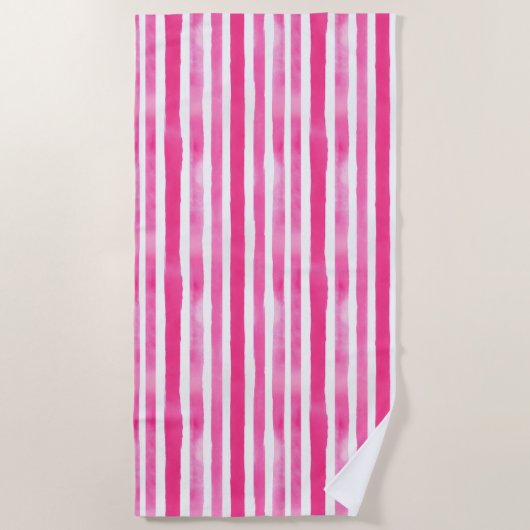 Auffallendes Strandtuch aus Hot Pink Stripe (Vorderseite)