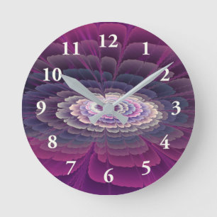 Auffällige Blumenfarbige Abstrakte Fraktal-Kunst R Runde Wanduhr