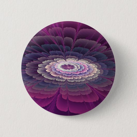 Auffällige Blumenfarbige abstrakte Fraktalkunst Ro Button (Vorderseite)