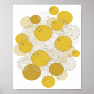 Auffällige silberne GOLDENE STERNE UND KREISE Poster