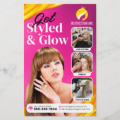 Auffälliger Pinker Haarstyling-Make-up-Artist-Salo Flyer (Vorne)