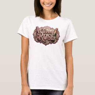 Auffälliger Rosa TEAM ROSE Druck T-Shirt