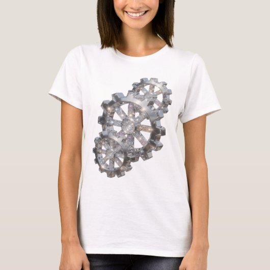 Auffälliger silberner ABSTRACT ART Mode Druck T-Shirt (Vorderseite)