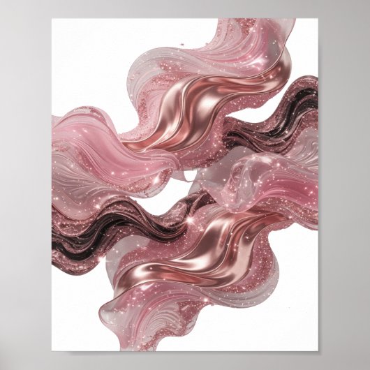 Auffälliger silberner KUNSTDRUCK ABSTRACT ART v2 Poster (Vorne)