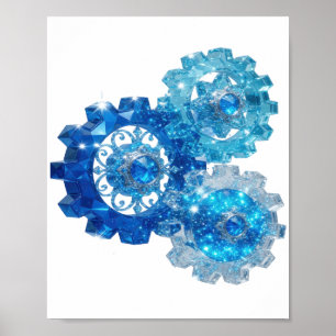 Auffälliges Blau BLUE GEAR Druck Poster