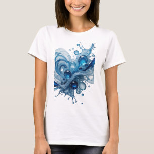 Auffälliges Blau WATER SPLASH Statement T-Shirt