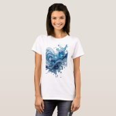 Auffälliges Blau WATER SPLASH Statement T-Shirt (Vorne ganz)