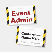 Auffälliges "Event Admin"-Abzeichen Ausweis (Vorder- & Rückseite)