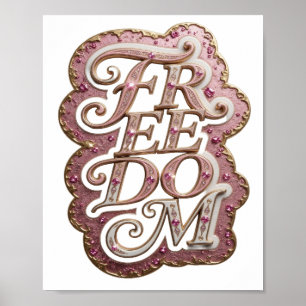 Auffälliges Gold FREEDOM Grafikdesign Poster